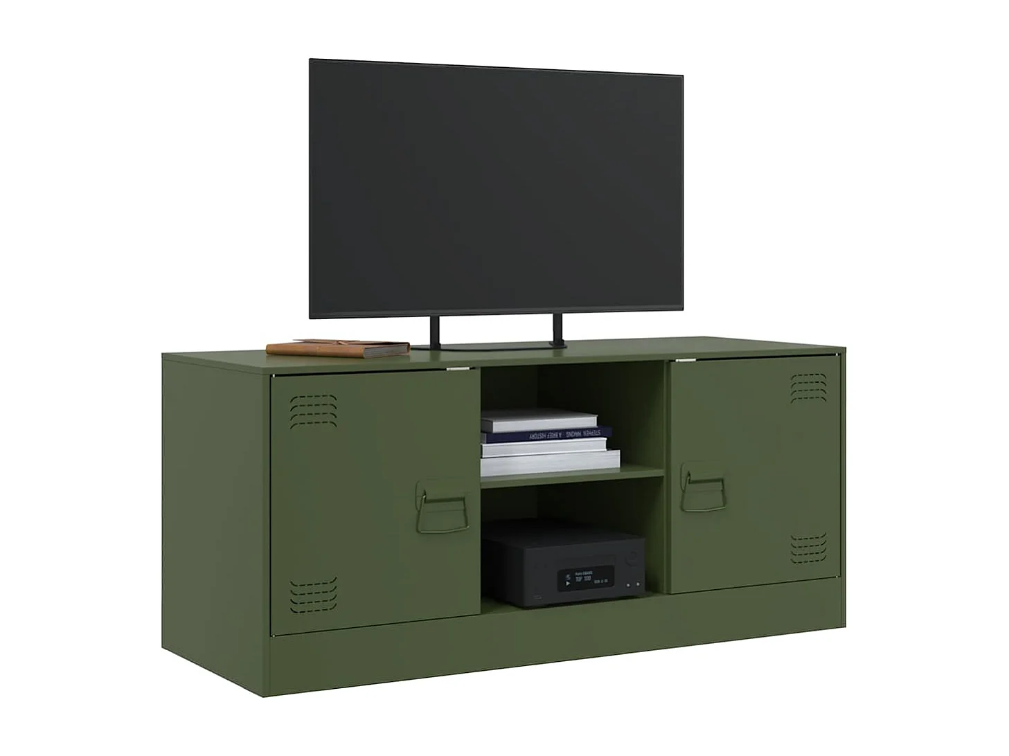 Meuble TV vert olive 99x39x44 cm acier