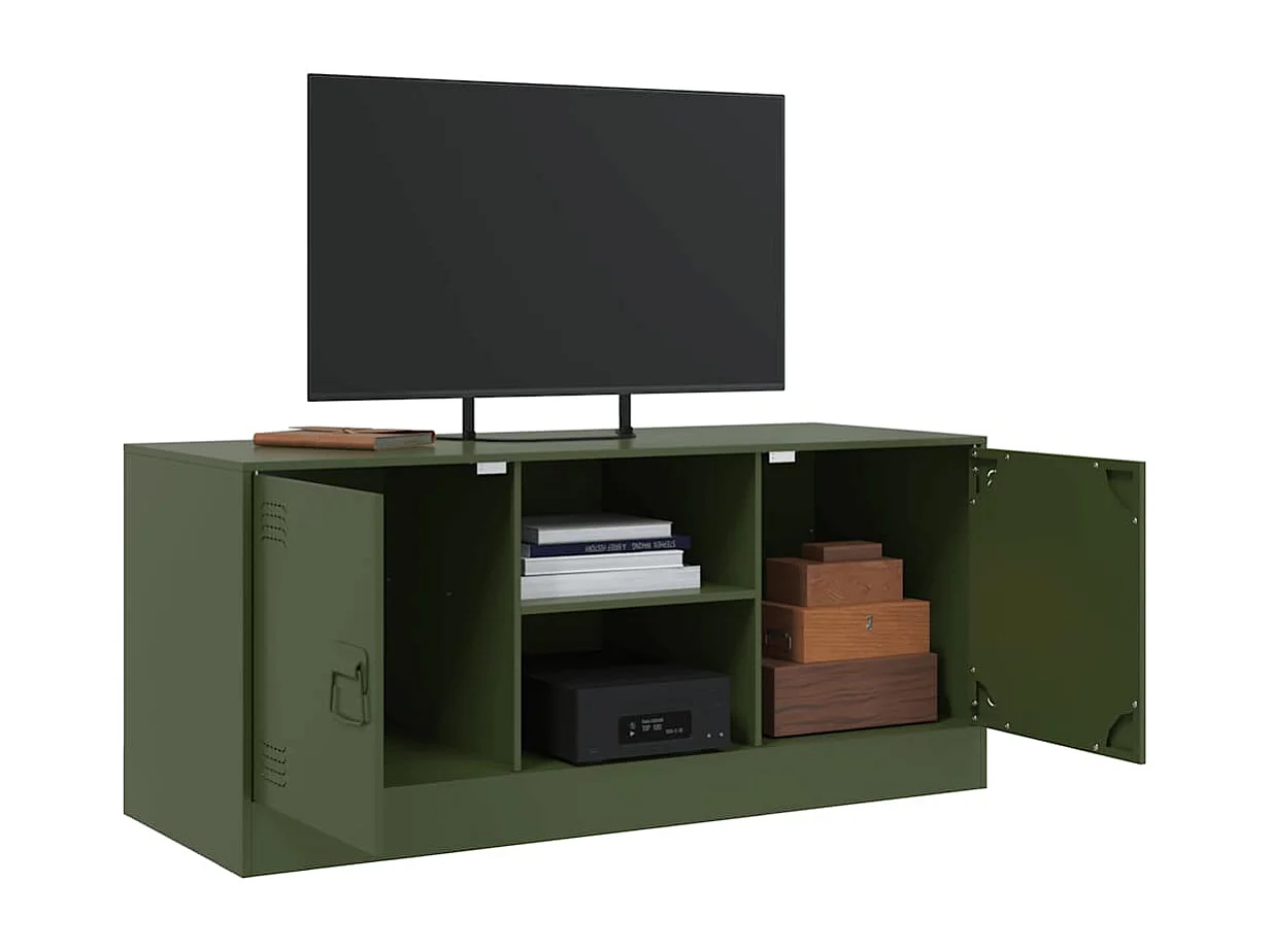 Meuble TV vert olive 99x39x44 cm acier