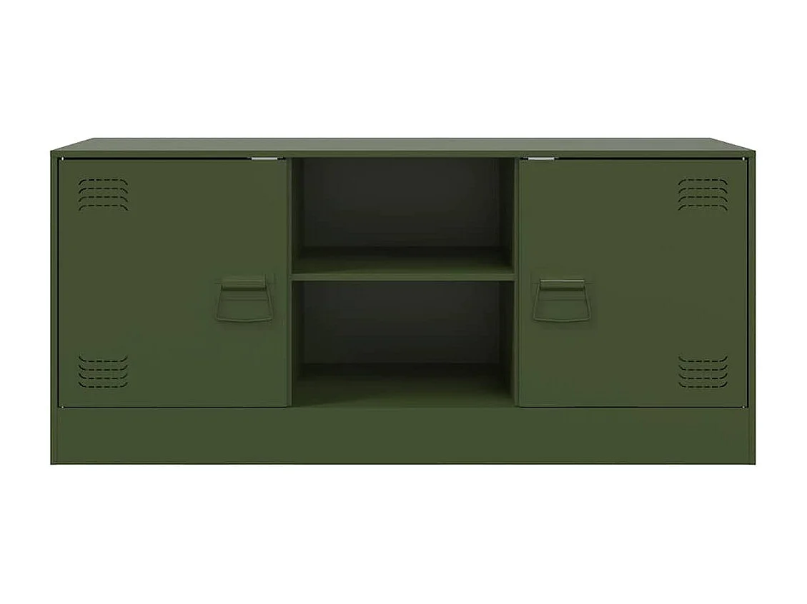Meuble TV vert olive 99x39x44 cm acier