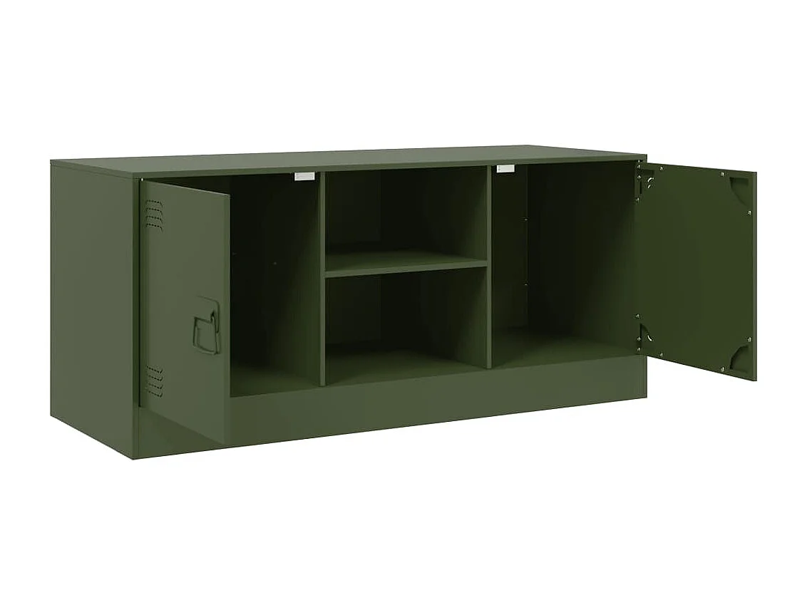 Meuble TV vert olive 99x39x44 cm acier