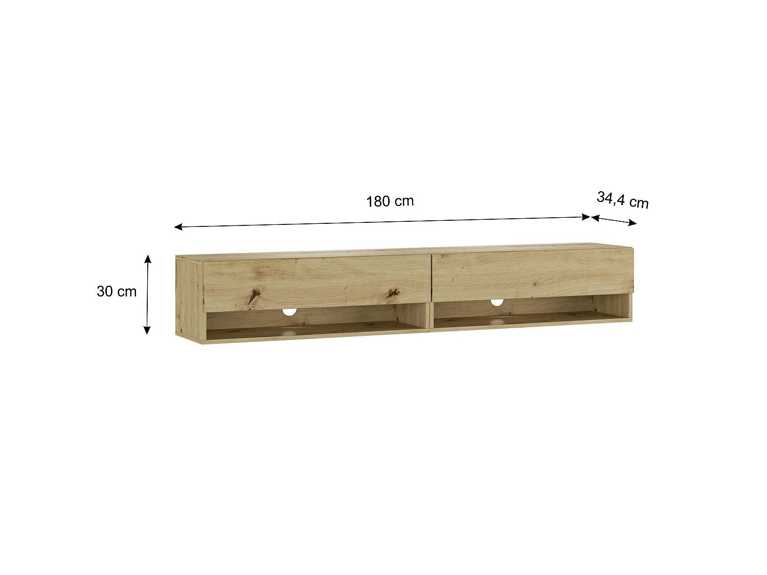 Móvel de TV, 180x34x30cm, LED, Estante para TV, Carvalho