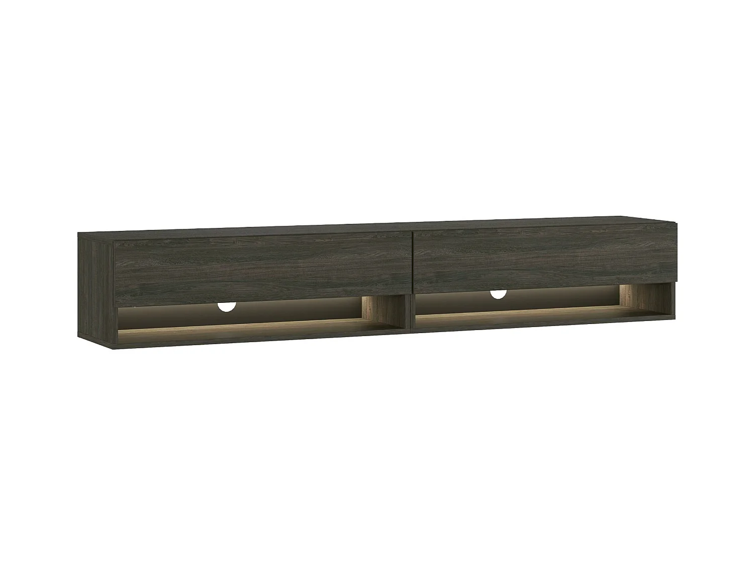 Meuble TV, Banc Télé, 180x34x30cm, LED, Meubles de salon, Noir