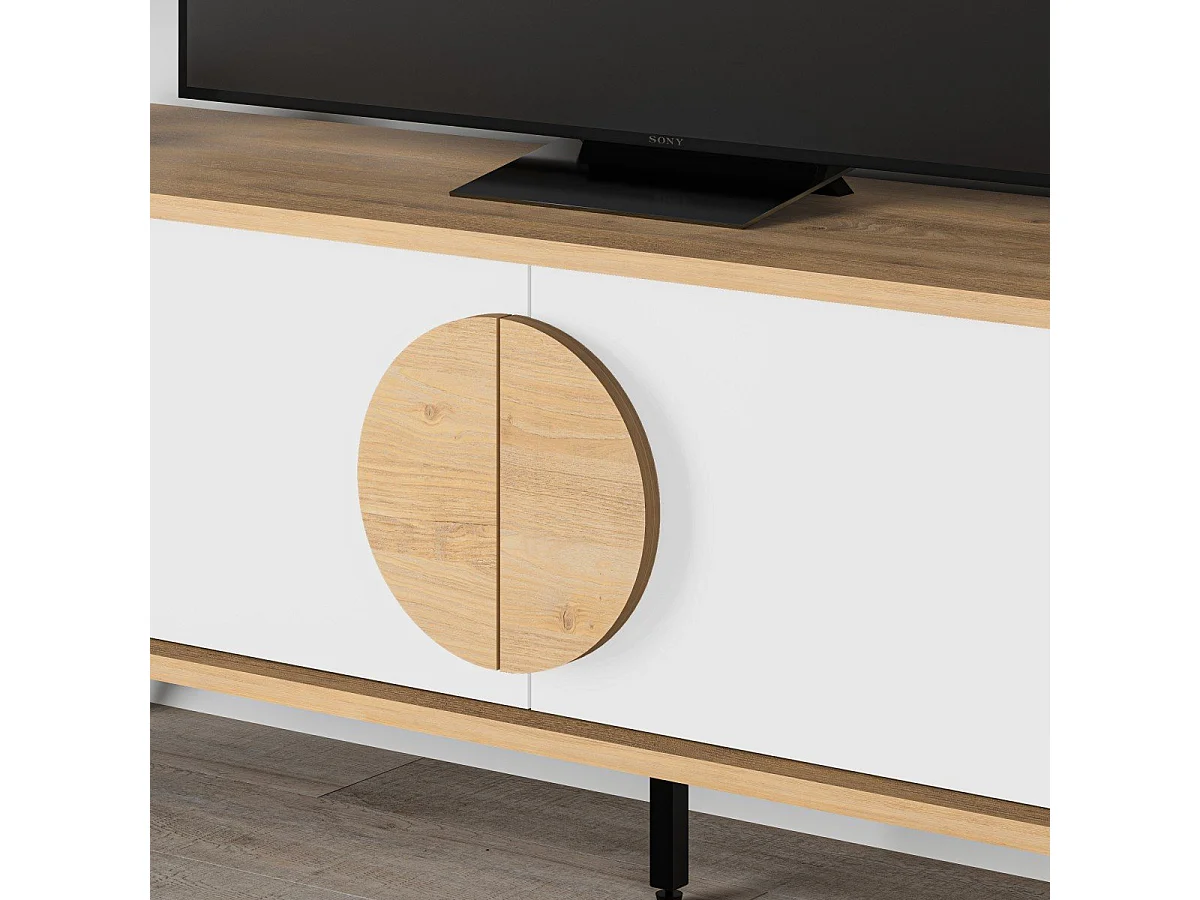 Meuble TV 2 portes avec pieds en métal L140 cm - VAE