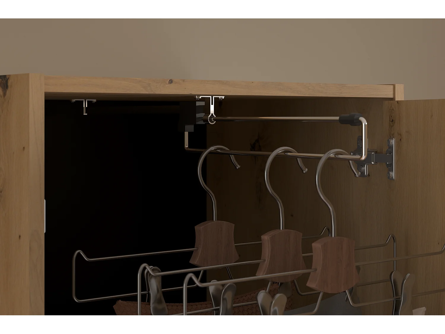 Lit coffre 140 x 190 cm LUDARO avec pont de lit VARLY - Coloris : Naturel et noir