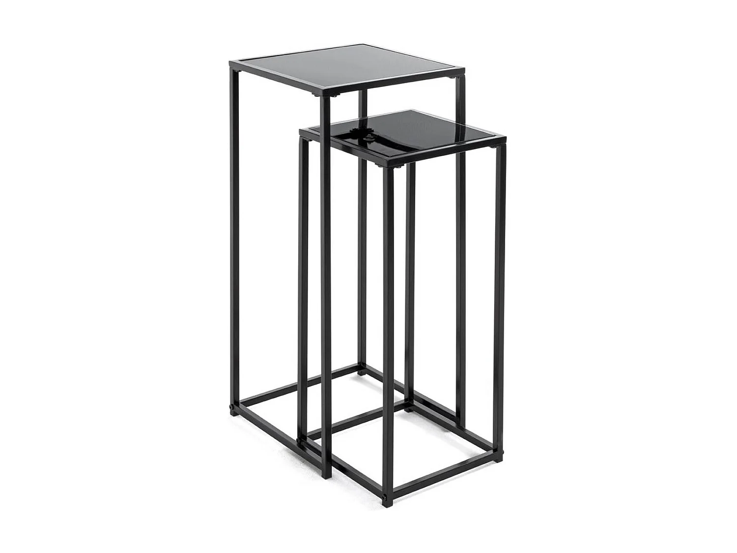 Lot de 2 portes plantes en métal coloris noir