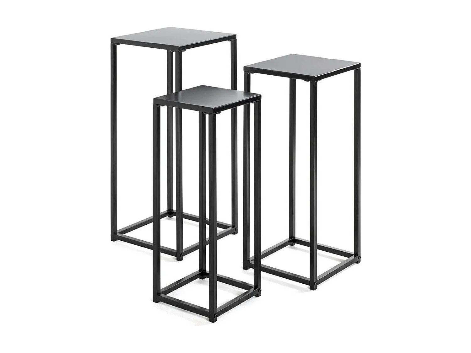 Lot de 3 portes plantes en métal coloris noir