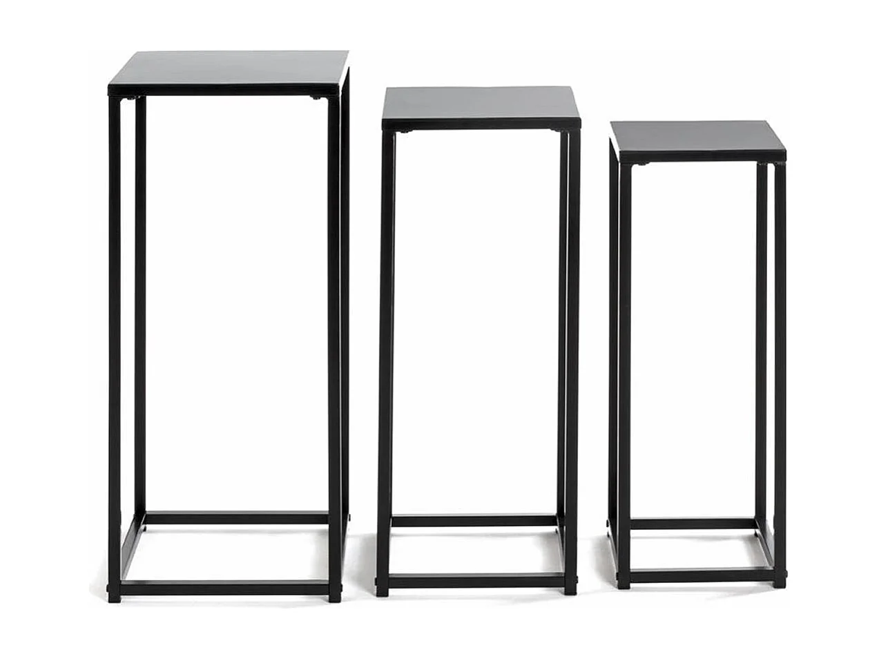 Lot de 3 portes plantes en métal coloris noir