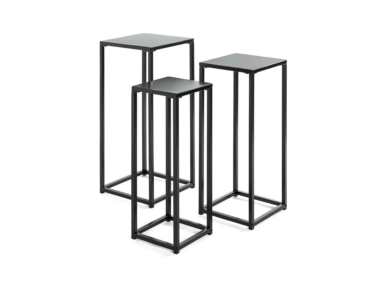 Lot de 3 portes plantes en métal coloris noir