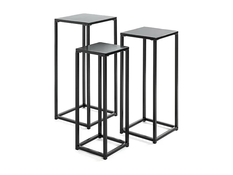 Lot de 3 portes plantes en métal coloris noir