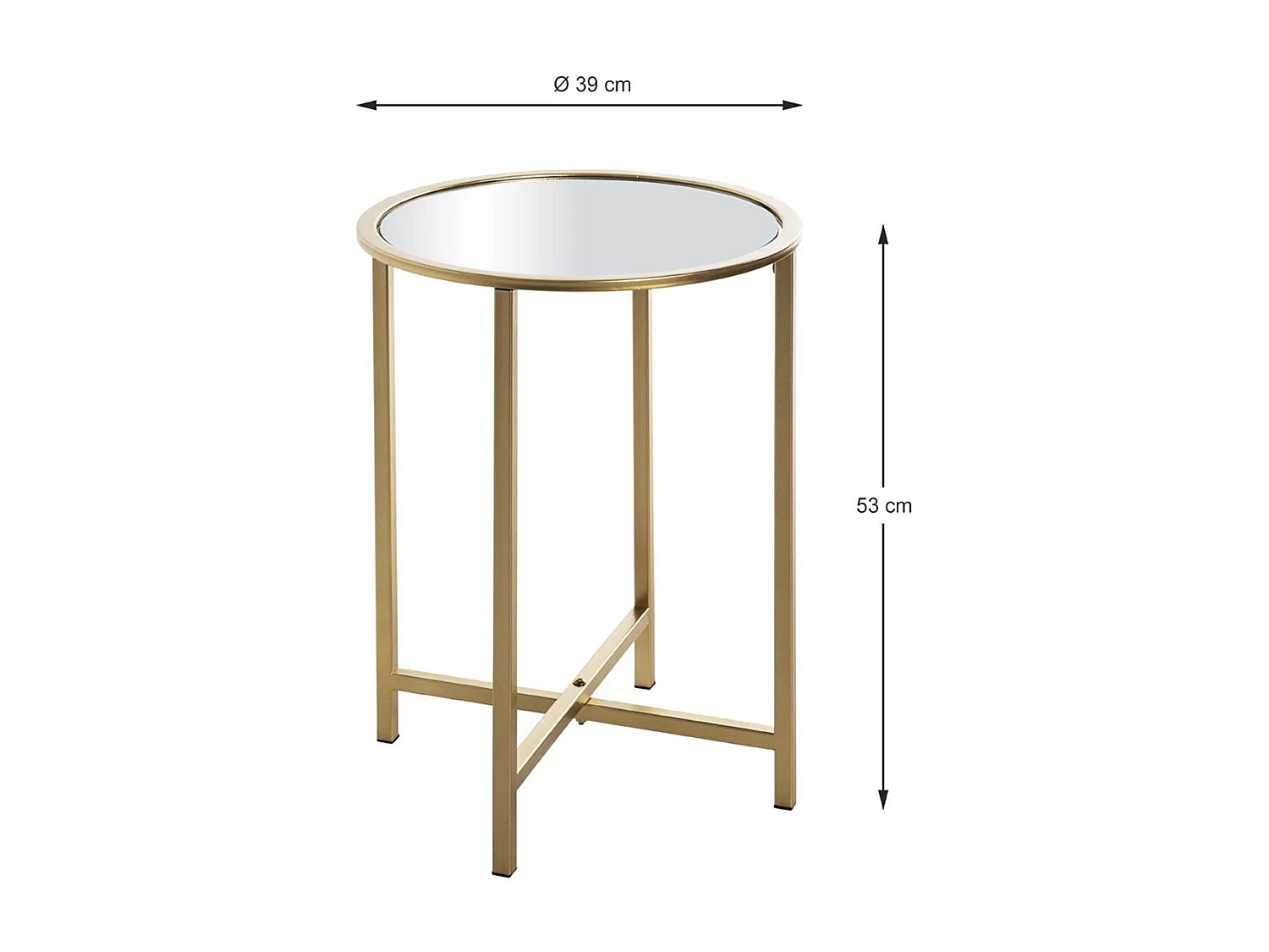 Table d'appoint, table de salon en verre trempé et métal coloris doré - diamètre 39 x hauteur 35 cm