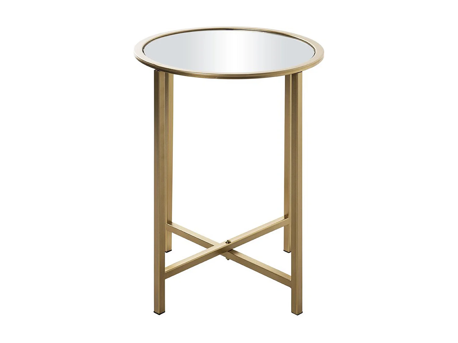 Table d'appoint, table de salon en verre trempé et métal coloris doré - diamètre 39 x hauteur 35 cm