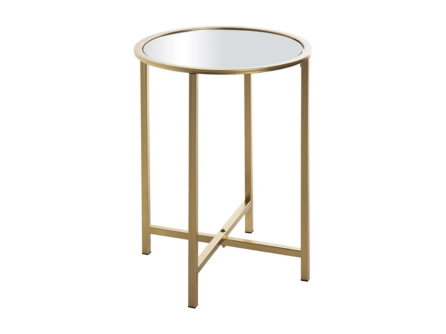 Table d'appoint, table de salon en verre trempé et métal coloris doré - diamètre 39 x hauteur 35 cm