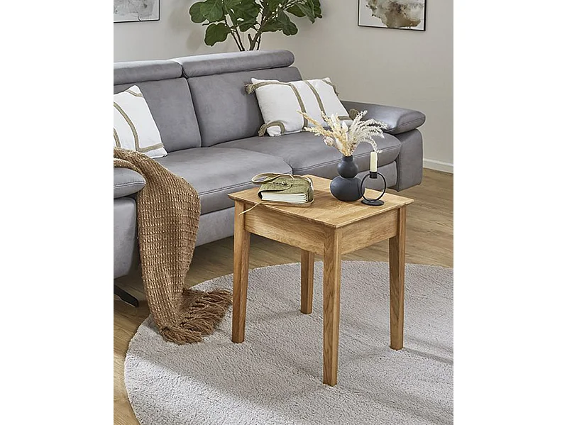 Table d'appoint, table de salon en bois coloris chêne  -longueur 45 x profondeur 45 x hauteur 52 cm