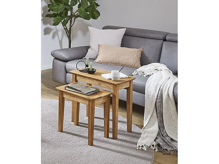 Table d'appoint, table de salon en bois massif coloris chêne   -longueur 43  x profondeur 30 x hauteur 42 cm