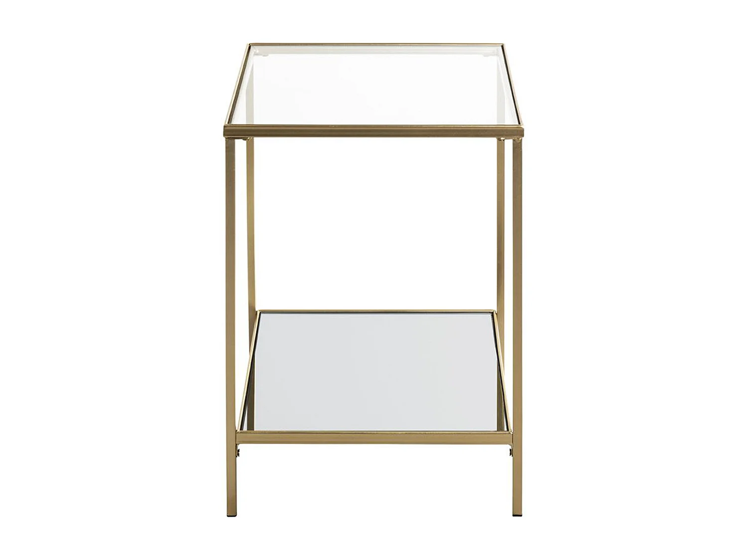 Table d'appoint, table de salon en métal coloris doré et verre trempé -longueur 39 x profondeur 39 x hauteur 55 cm