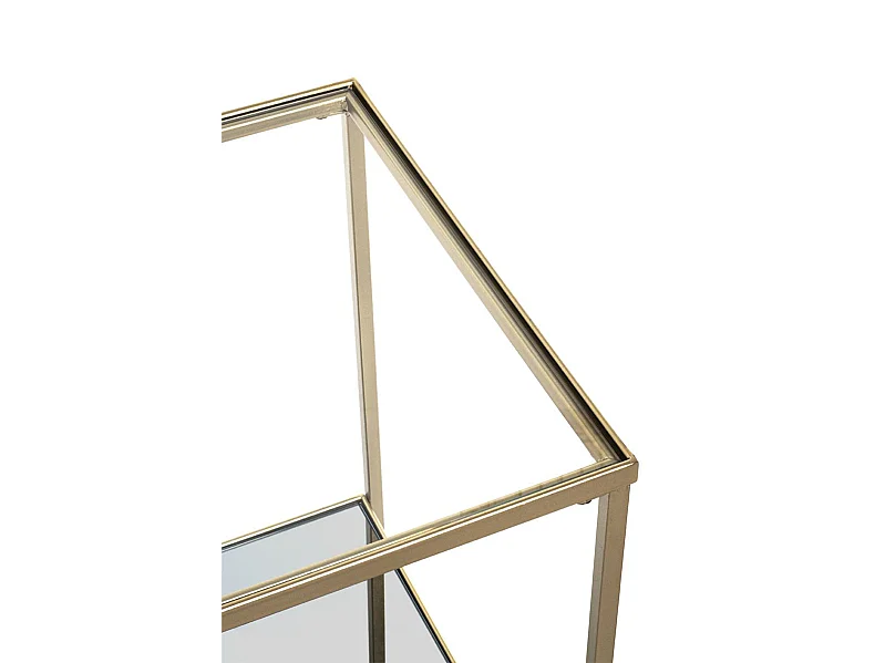 Table d'appoint, table de salon en métal coloris doré et verre trempé -longueur 39 x profondeur 39 x hauteur 55 cm