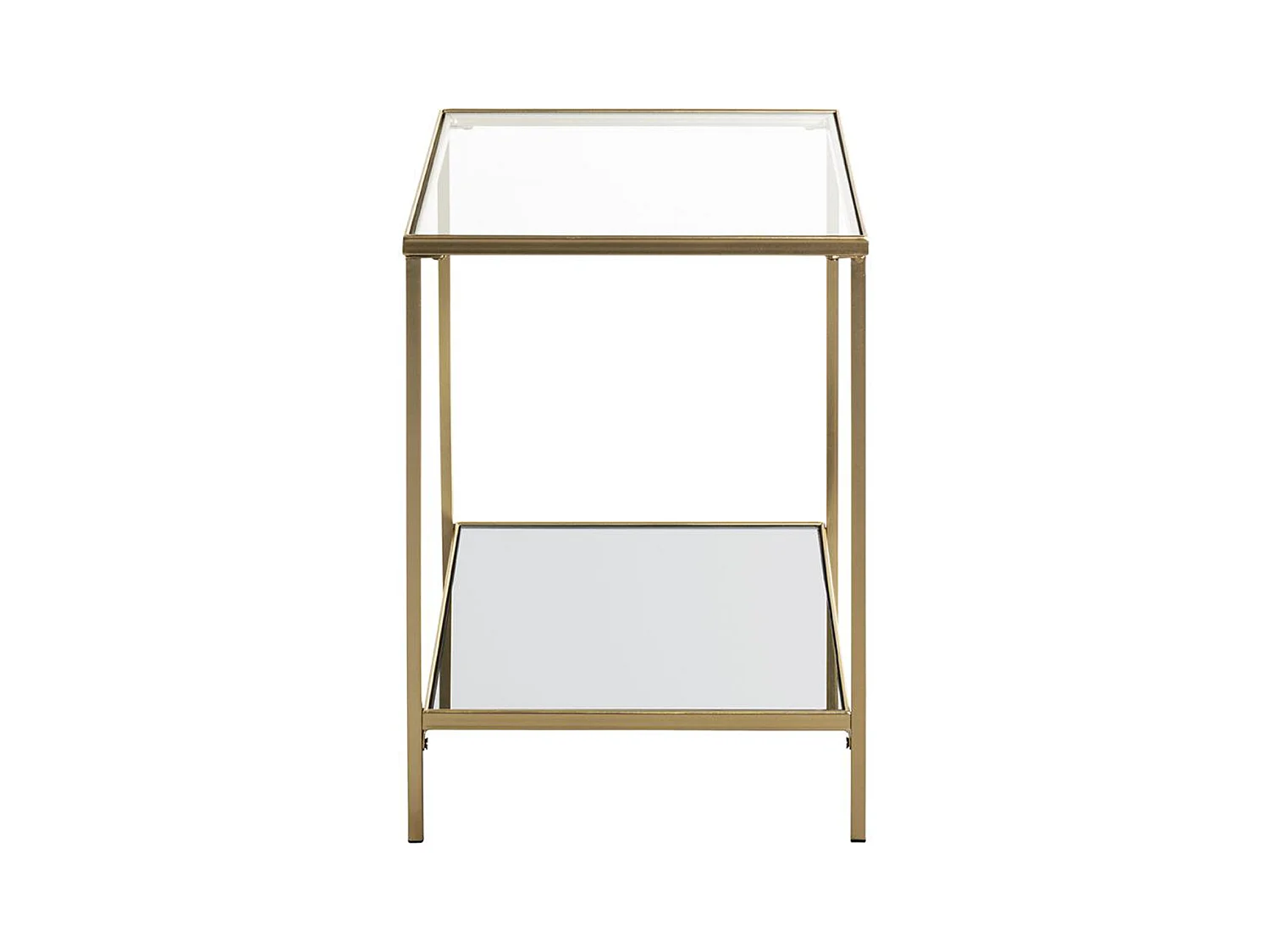 Table d'appoint, table de salon en métal coloris doré et verre trempé -longueur 39 x profondeur 39 x hauteur 55 cm
