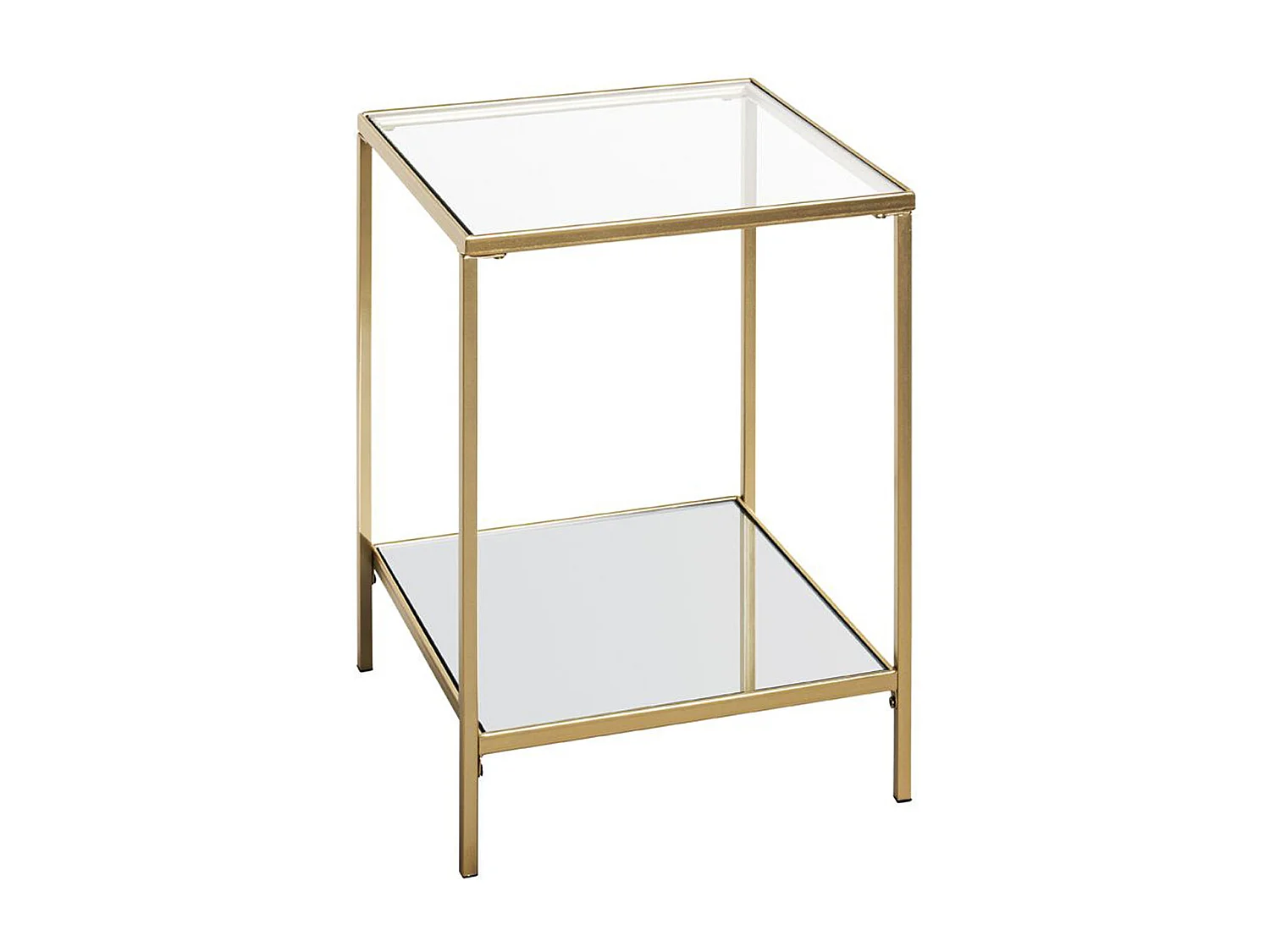 Table d'appoint, table de salon en métal coloris doré et verre trempé -longueur 39 x profondeur 39 x hauteur 55 cm