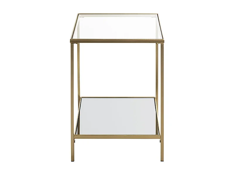 Table d'appoint, table de salon en métal coloris doré et verre trempé -longueur 39 x profondeur 39 x hauteur 55 cm