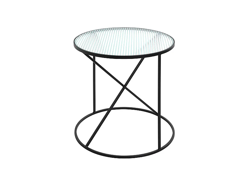 Table d'appoint, table de salon en verre trempé et métal coloris noir - diamètre 50 x hauteur 50  cm