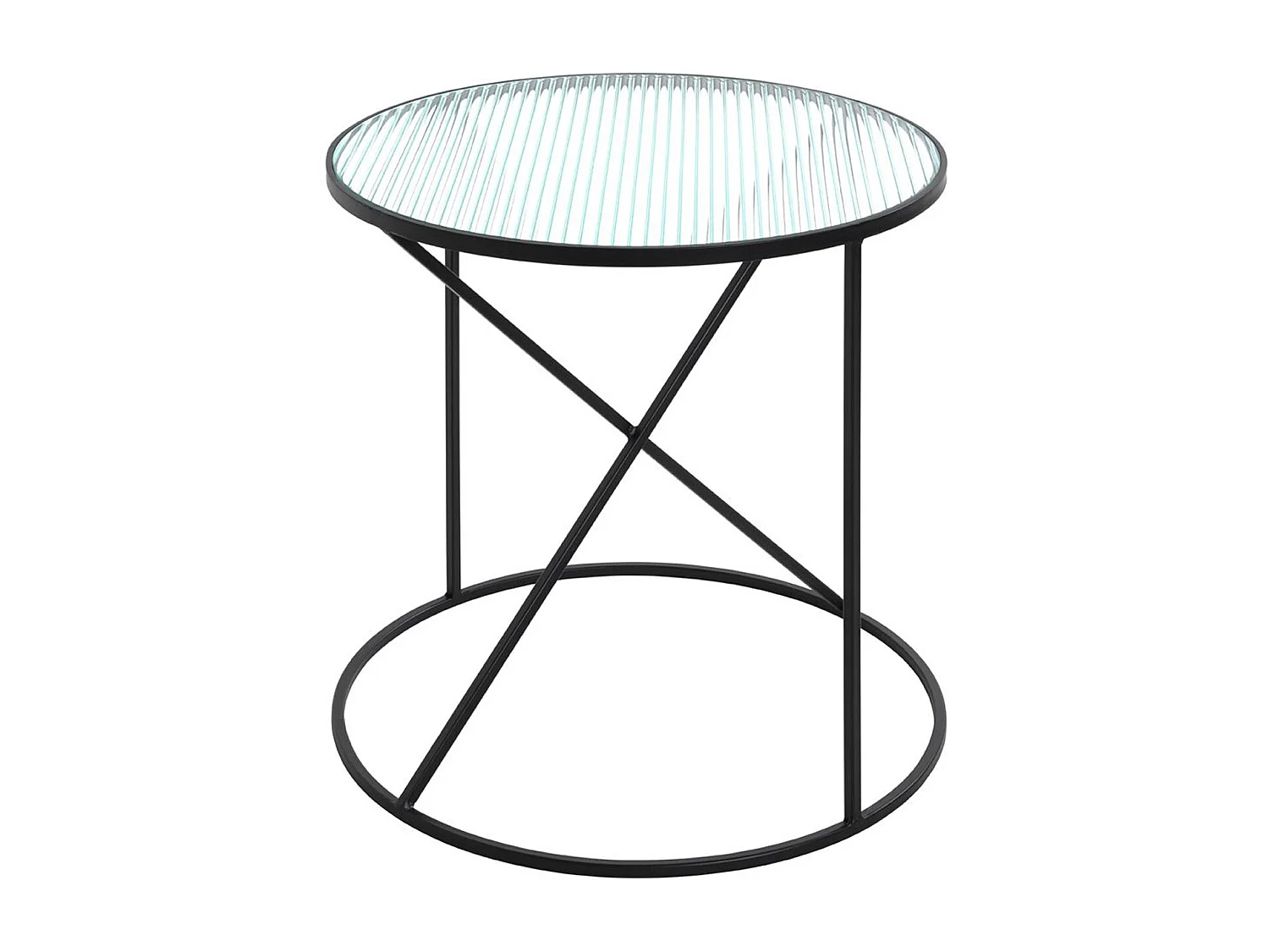 Table d'appoint, table de salon en verre trempé et métal coloris noir - diamètre 50 x hauteur 50  cm