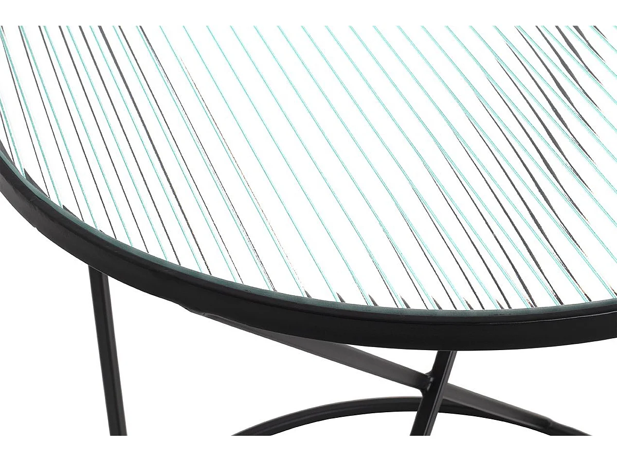 Table d'appoint, table de salon en verre trempé et métal coloris noir - diamètre 50 x hauteur 50  cm