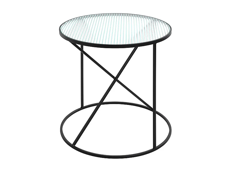 Table d'appoint, table de salon en verre trempé et métal coloris noir - diamètre 50 x hauteur 50  cm