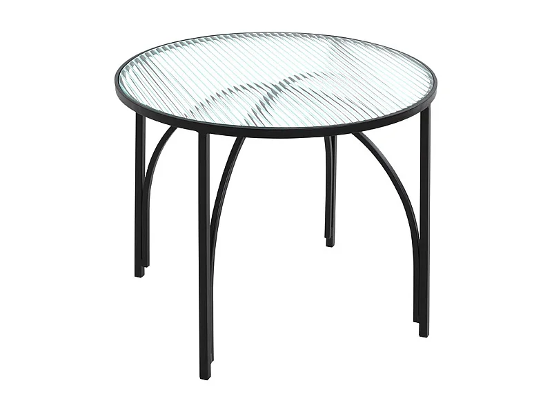 Table d'appoint, table de salon ronde en verre trempé, pieds en métal noir  - diamètre 50  x hauteur 40 cm