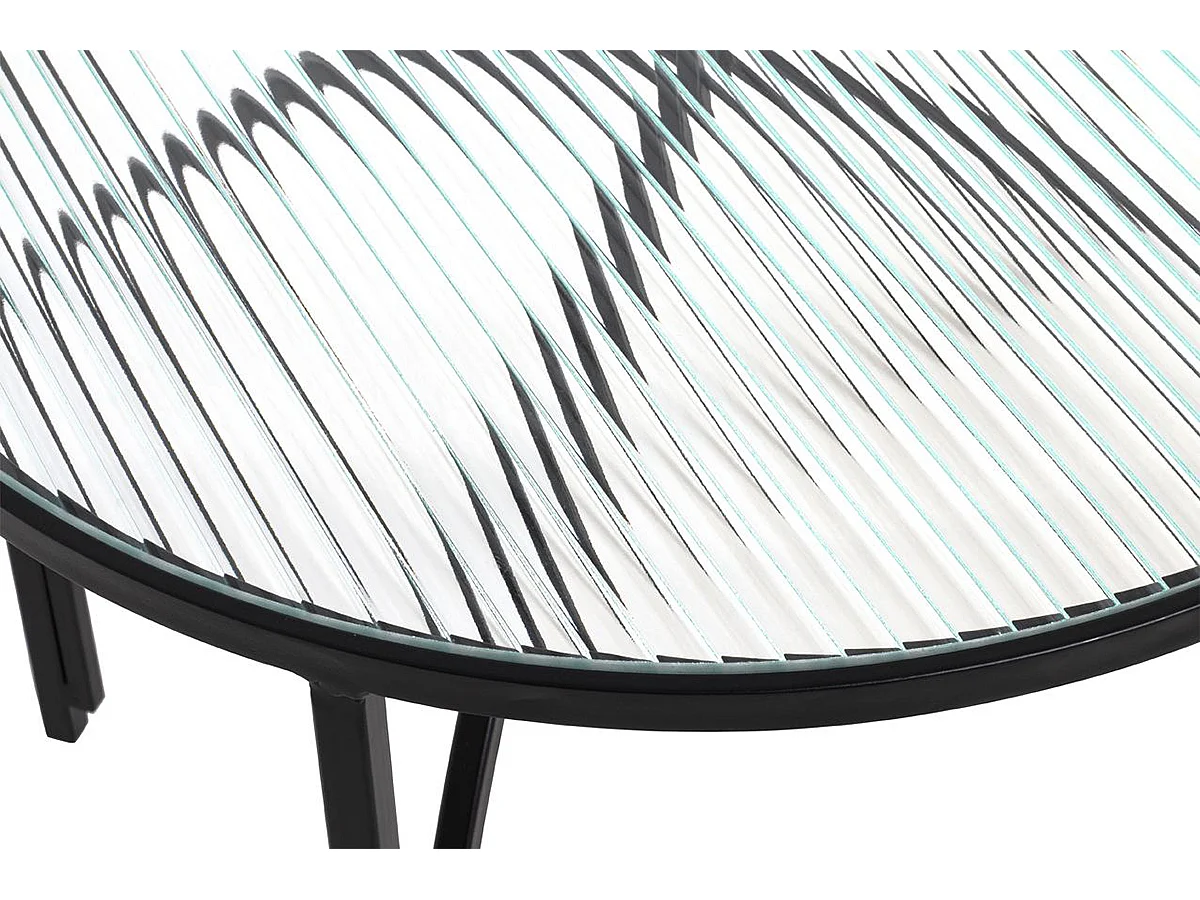 Table d'appoint, table de salon ronde en verre trempé, pieds en métal noir  - diamètre 50  x hauteur 40 cm