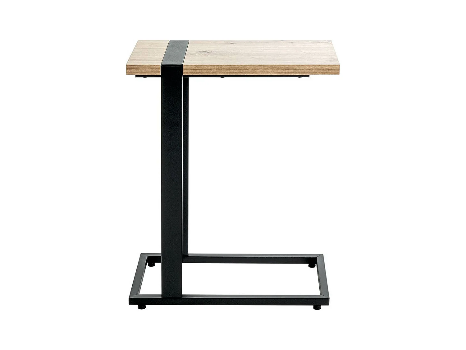Table d'appoint, table de salon en bois coloris chêne et métal noir - longueur 24 x profondeur 49 x hauteur 64 cm