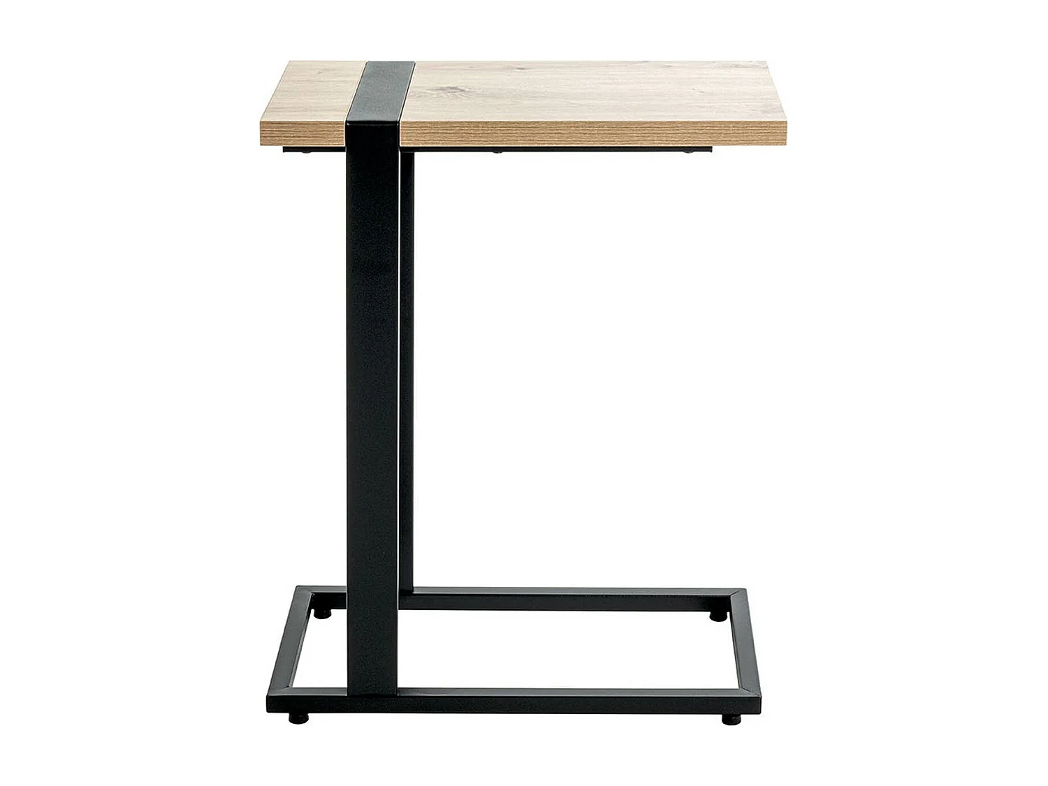 Table d'appoint, table de salon en bois coloris chêne et métal noir - longueur 24 x profondeur 49 x hauteur 64 cm