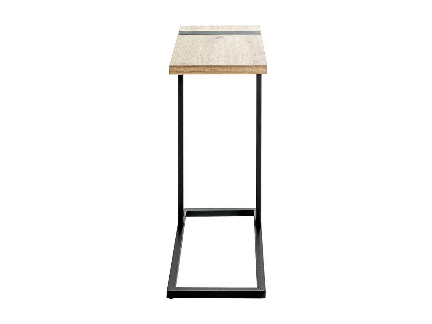 Table d'appoint, table de salon en bois coloris chêne et métal noir - longueur 24 x profondeur 49 x hauteur 64 cm
