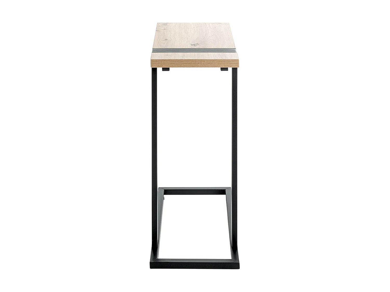 Table d'appoint, table de salon en bois coloris chêne et métal noir - longueur 24 x profondeur 49 x hauteur 64 cm