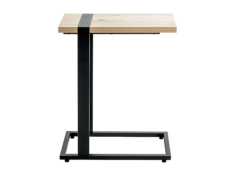 Table d'appoint, table de salon en bois coloris chêne et métal noir - longueur 24 x profondeur 49 x hauteur 64 cm