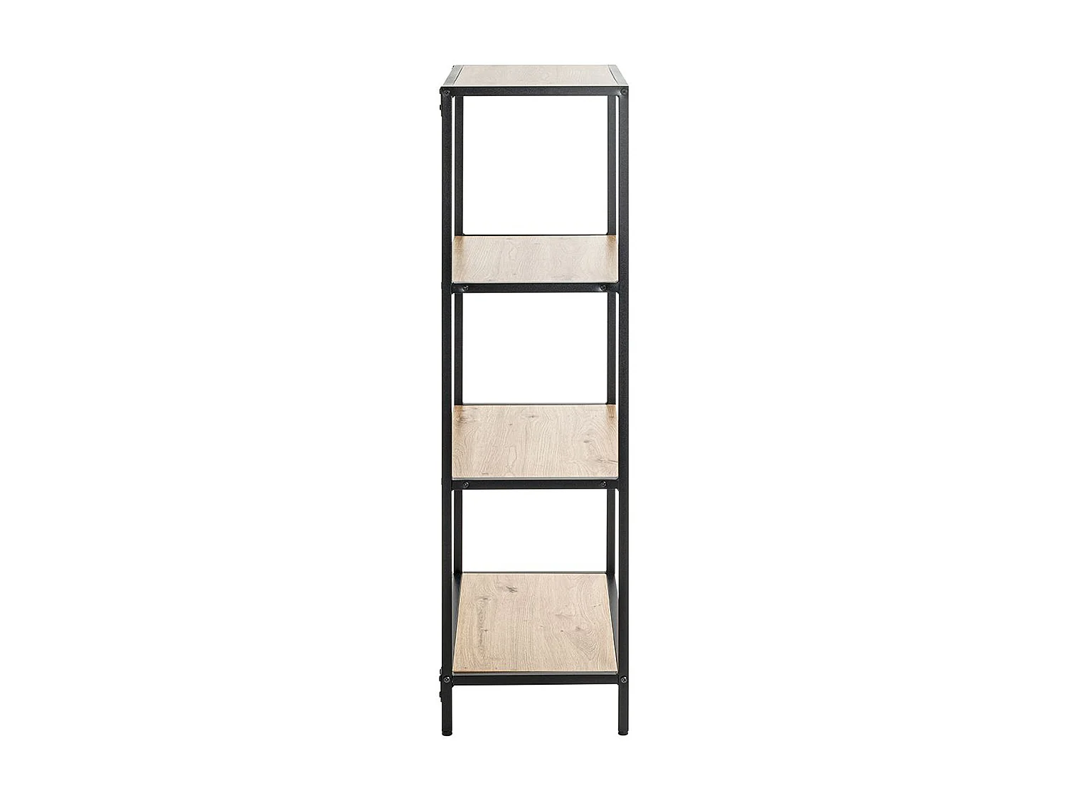 Meuble étagère, meuble de rangement en bois coloris chêne et métal noir  - longueur 64 x profondeur 35 x hauteur 129  cm