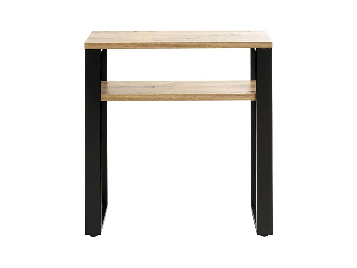 Meuble console, table console en bois coloris chêne et métal noir  -longueur 70 x profondeur 28 x hauteur 75 cm