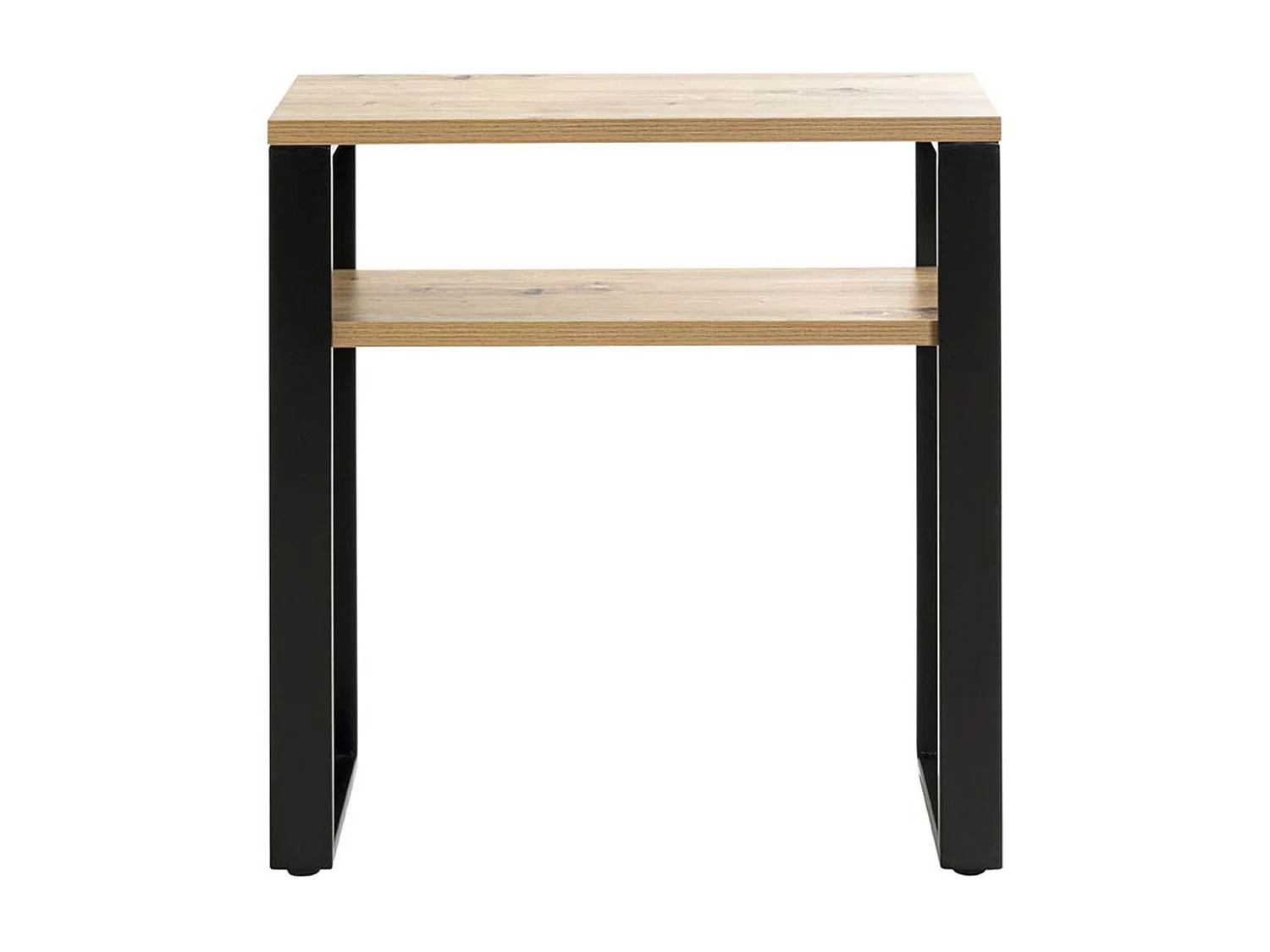 Meuble console, table console en bois coloris chêne et métal noir  -longueur 70 x profondeur 28 x hauteur 75 cm
