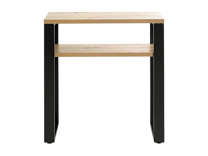 Meuble console, table console en bois coloris chêne et métal noir  -longueur 70 x profondeur 28 x hauteur 75 cm