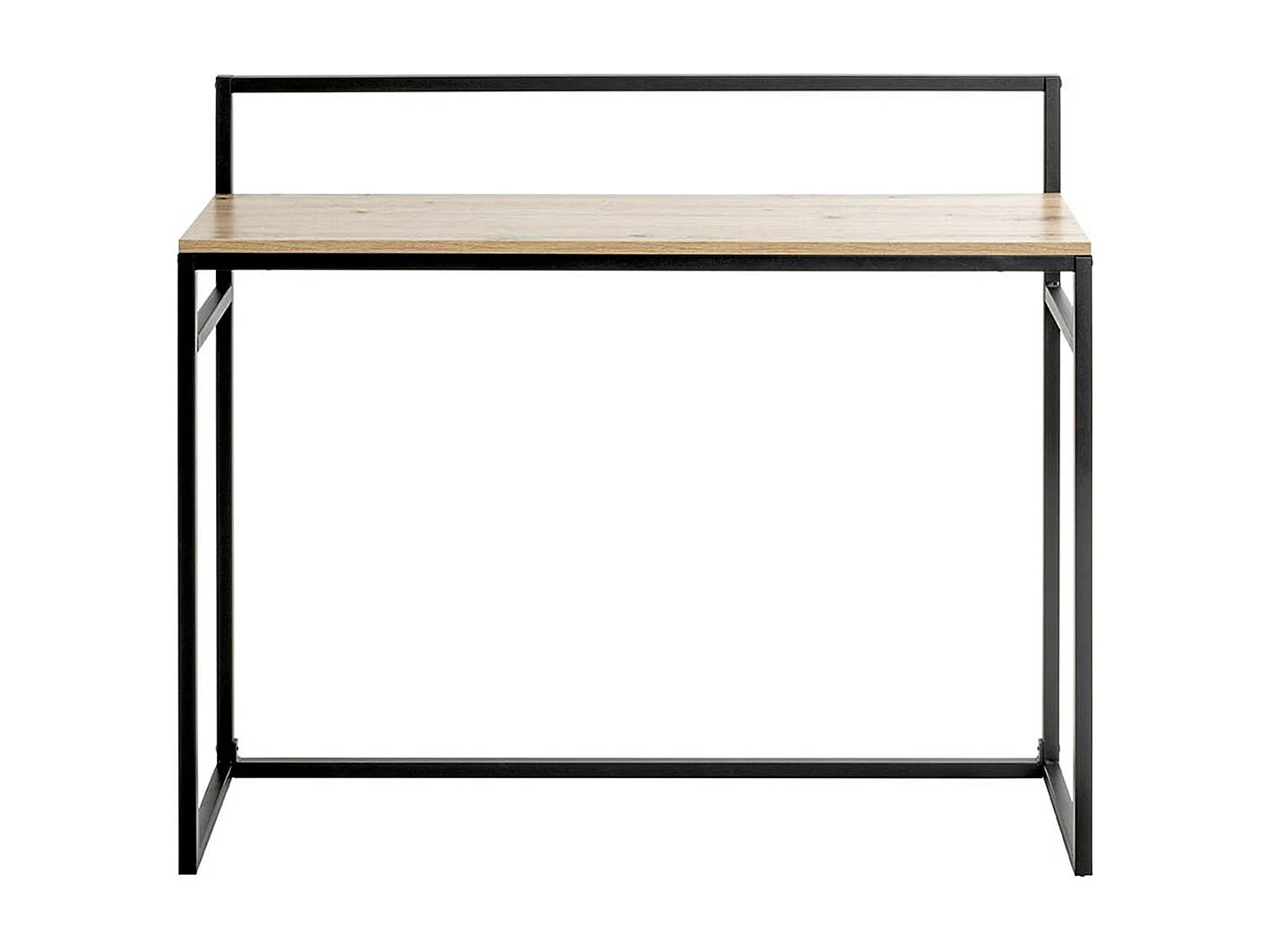Meuble console, table console en bois coloris chêne et métal noir  -longueur 100 x profondeur 30 x hauteur 89 cm