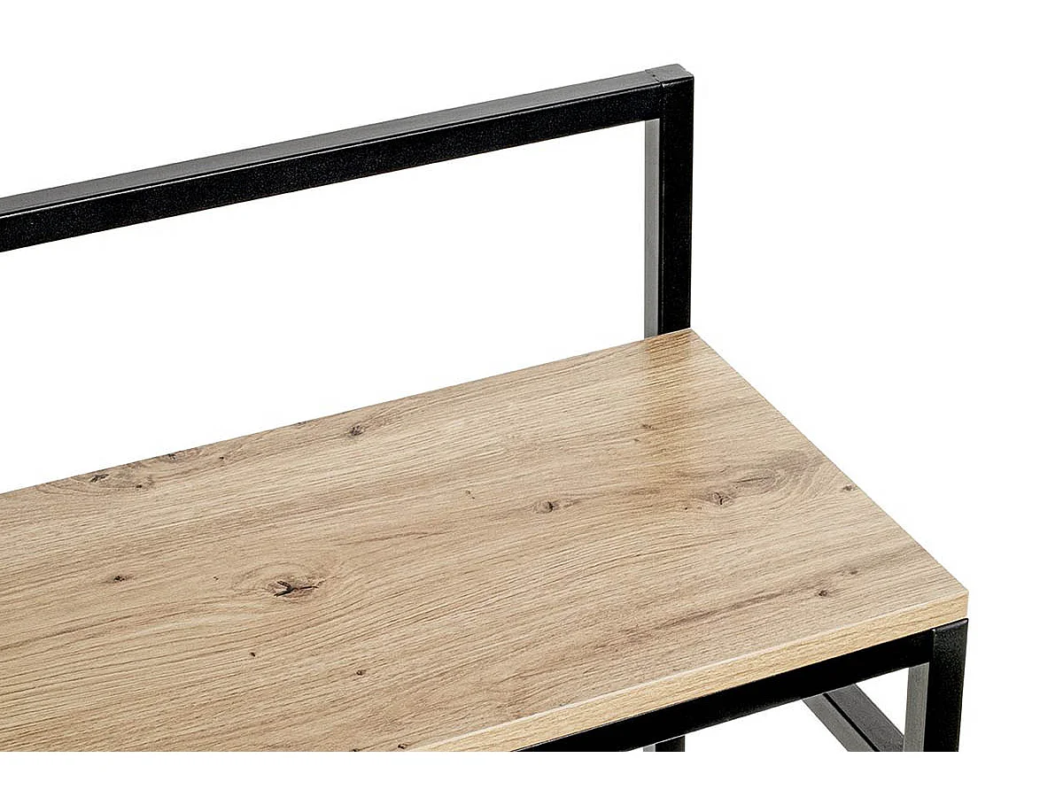 Meuble console, table console en bois coloris chêne et métal noir  -longueur 100 x profondeur 30 x hauteur 89 cm