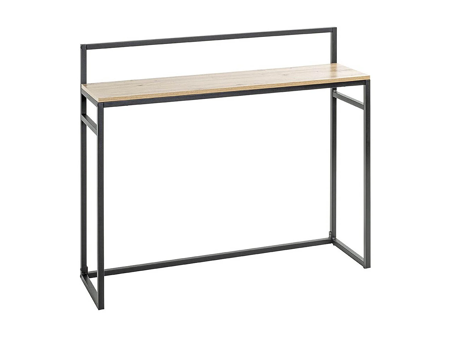 Meuble console, table console en bois coloris chêne et métal noir  -longueur 100 x profondeur 30 x hauteur 89 cm