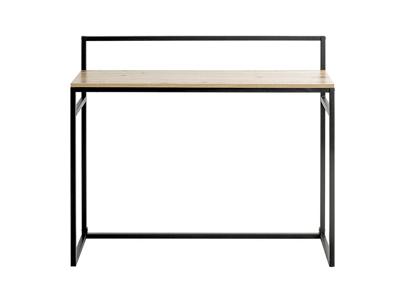 Meuble console, table console en bois coloris chêne et métal noir  -longueur 100 x profondeur 30 x hauteur 89 cm