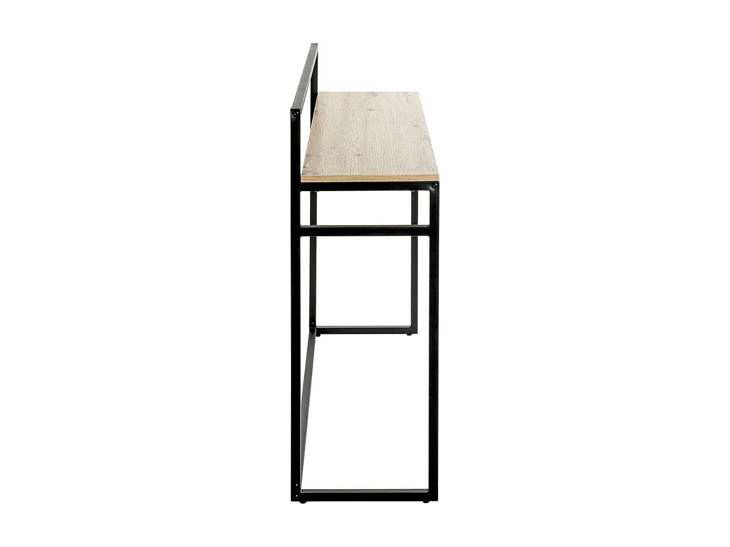 Meuble console, table console en bois coloris chêne et métal noir  -longueur 100 x profondeur 30 x hauteur 89 cm