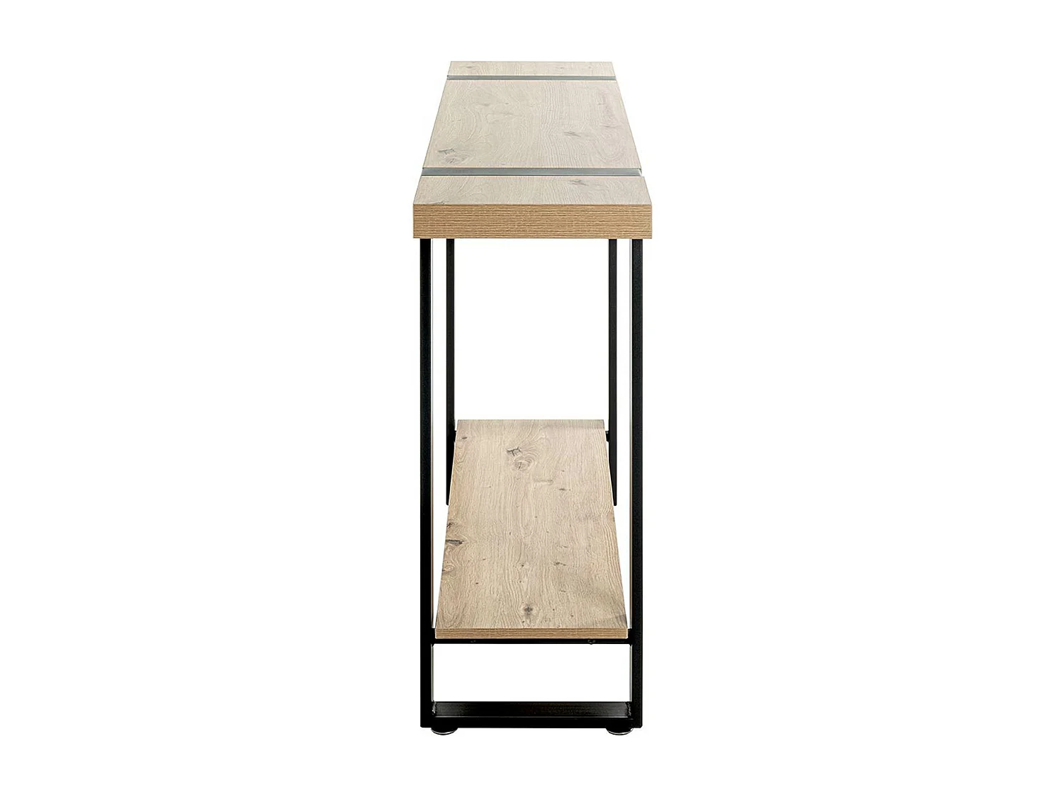 Meuble console, table console en bois coloris chêne et métal noir  -longueur 120 x profondeur 30 x hauteur 82 cm