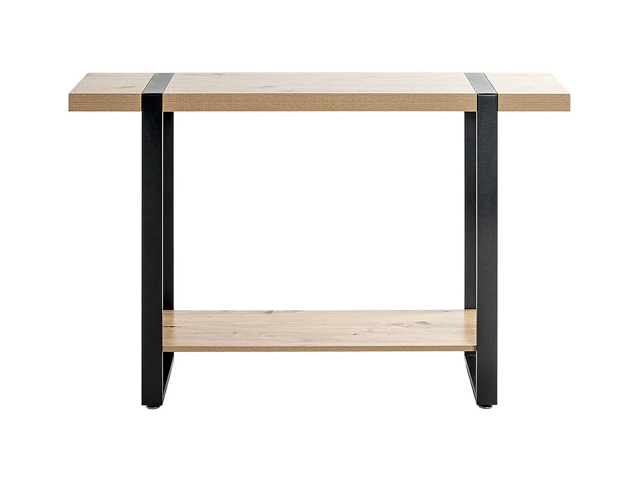 Meuble console, table console en bois coloris chêne et métal noir  -longueur 120 x profondeur 30 x hauteur 82 cm