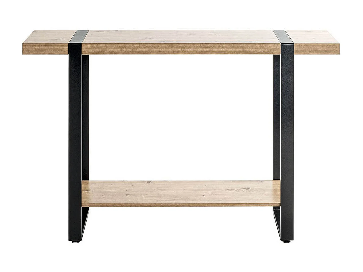 Meuble console, table console en bois coloris chêne et métal noir  -longueur 120 x profondeur 30 x hauteur 82 cm
