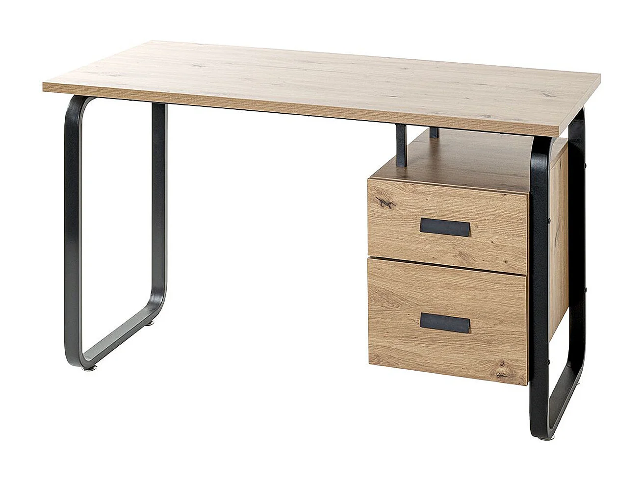 Bureau, meuble de bureau en bois coloris chêne et métal noir   -longueur 120 x profondeur 60 x hauteur 76 cm