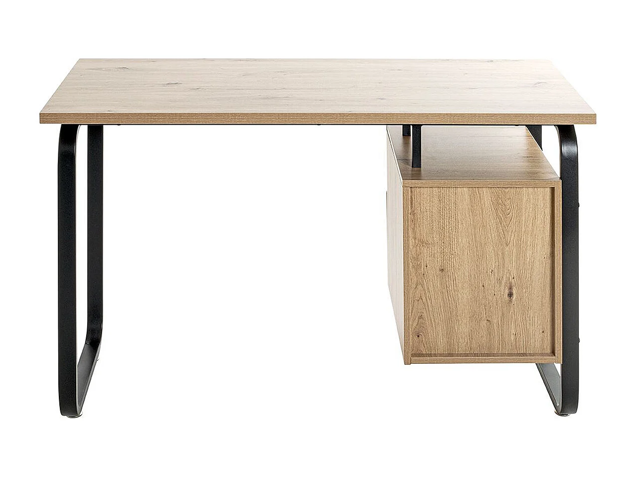 Bureau, meuble de bureau en bois coloris chêne et métal noir   -longueur 120 x profondeur 60 x hauteur 76 cm