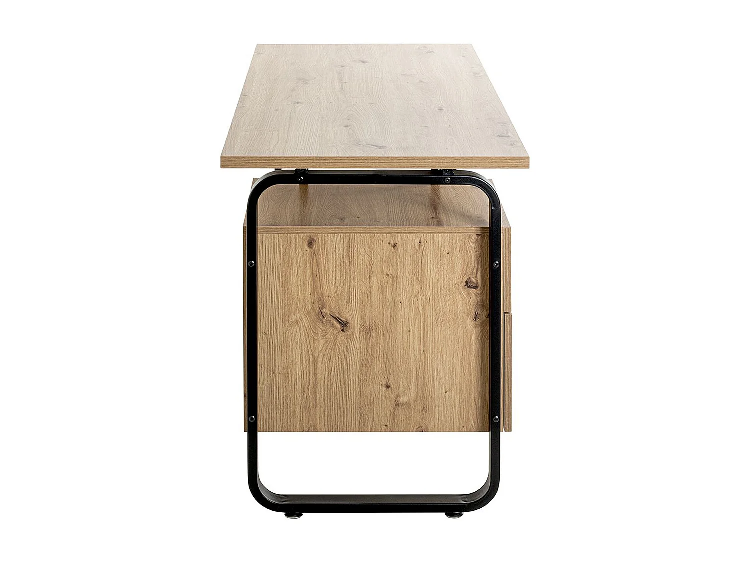 Bureau, meuble de bureau en bois coloris chêne et métal noir   -longueur 120 x profondeur 60 x hauteur 76 cm