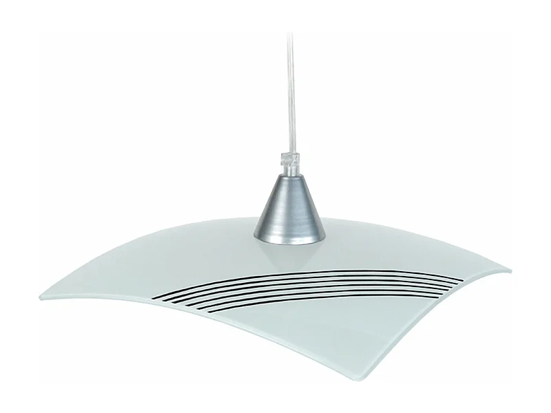 Suspension carré  verre blanc lignes noir aluminium 70 cm.